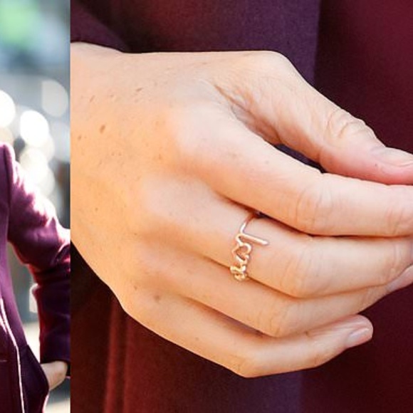 T&J DESIGNS Gold Sparkle Love Statement Ring - Picture 3 of 3